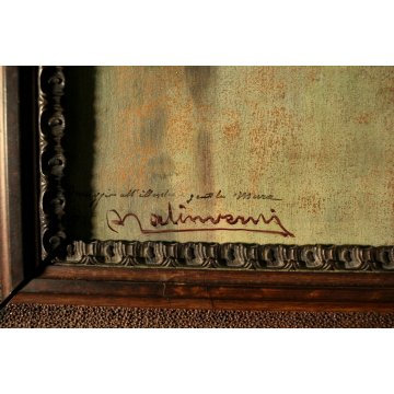 ANTICO QUADRO OLIO Angelo Malinverni Rose NATURA MORTA FIORI ROSE GIALLE VASO 35