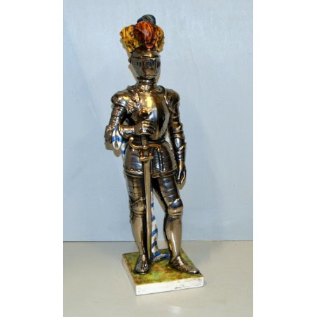 ANTICA GRANDE SCULTURA CERAMICA UGO ZACCAGNINI SOLDATO GUERRIERO ARMATURA SPADA