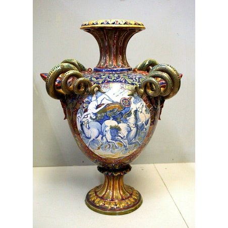 ANTICO GRANDE VASO CERAMICA LUSTRO A Santarelli Gualdo Tadino ORO RUBINO COBALTO