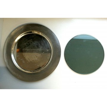  SET VINTAGE PIATTO BASE VETRO MOLATO FUME' PORTA GRISSINI SILVERPLATED ANNI '70