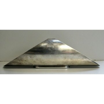  SET VINTAGE PIATTO BASE VETRO MOLATO FUME' PORTA GRISSINI SILVERPLATED ANNI '70