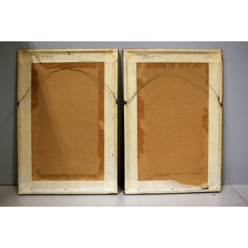 n°4 DIPINTO OLIO ALLEGORIA QUATTRO STAGIONI FIGURE FEMMINILI Liberty CORNICE ORO