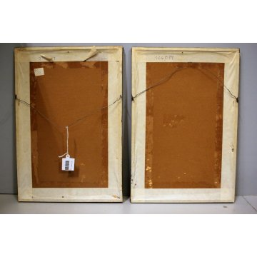 n°4 DIPINTO OLIO ALLEGORIA QUATTRO STAGIONI FIGURE FEMMINILI Liberty CORNICE ORO