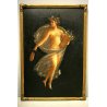 n°4 DIPINTO OLIO ALLEGORIA QUATTRO STAGIONI FIGURE FEMMINILI Liberty CORNICE ORO
