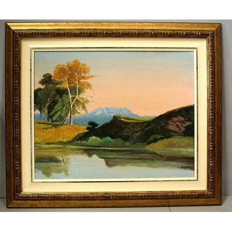 QUADRO TECNICA MISTA Ermanno Besozzi PAESAGGIO MONTANO Il Rosa MONTAGNA FIUME 75