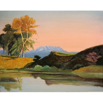 QUADRO TECNICA MISTA Ermanno Besozzi PAESAGGIO MONTANO Il Rosa MONTAGNA FIUME 75