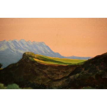 QUADRO TECNICA MISTA Ermanno Besozzi PAESAGGIO MONTANO Il Rosa MONTAGNA FIUME 75