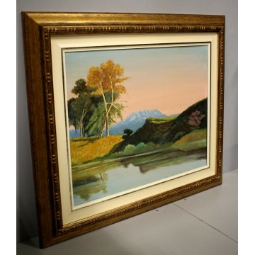 QUADRO TECNICA MISTA Ermanno Besozzi PAESAGGIO MONTANO Il Rosa MONTAGNA FIUME 75