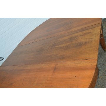 ANTICO ENORME TAVOLO ROTONDO ALLUNGABILE LEGNO NOCE EPOCA 1800 TABLE 6 GAMBE 