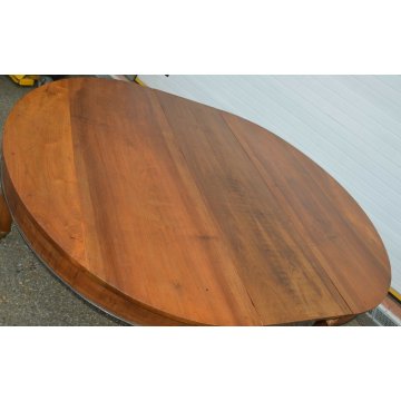 ANTICO ENORME TAVOLO ROTONDO ALLUNGABILE LEGNO NOCE EPOCA 1800 TABLE 6 GAMBE 