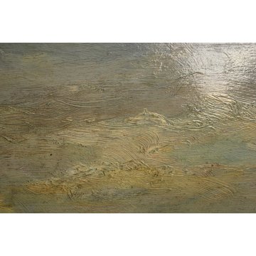 ANTICO QUADRO OLIO SU TAVOLA G.Cavalla '800 PAESAGGIO CAMPESTRE RADURA EPOCA  