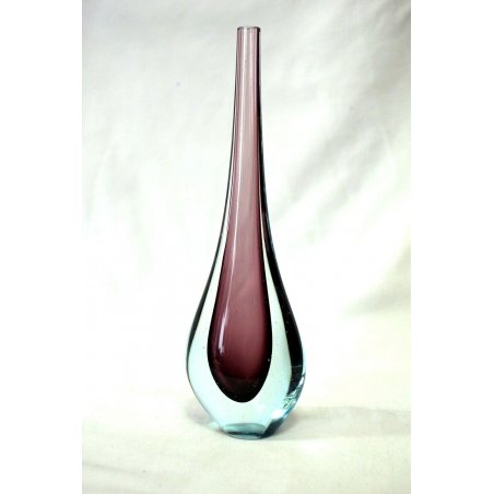 VASO GOCCIA VETRO SOMMERSO MURANO GLASS VIOLA BLU MONOFIORE 50/60 Flavio Poli 