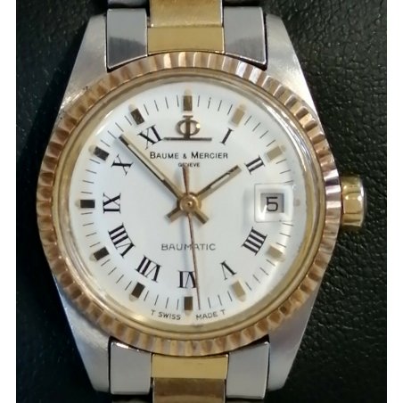 OROLOGIO POLSO LUSSO Baume & Mercier BAUMATIC 1215 vintage ACCIAIO ORO OLD WATCH