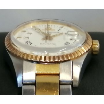 OROLOGIO POLSO LUSSO Baume & Mercier BAUMATIC 1215 vintage ACCIAIO ORO OLD WATCH