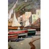 ANTICO QUADRO OLIO TELA Balsamo PAESAGGIO MARINA GOLFO NAPOLI PESCATORI BARCHE 
