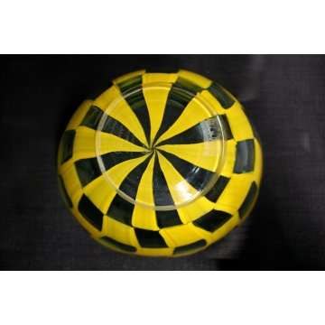 VASO VETRO Murano DESIGN Barovier & Toso TESSERE TRASPARENTE GIALLO FIRMATO 70's