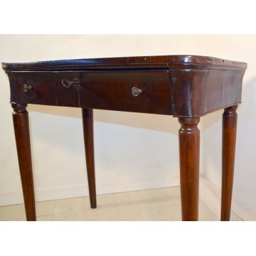 ANTICO SCRITTOIO TAVOLO SCRIVANIA CARLO X CAPPUCCINO NOCE 1840 IMPERO CONSOLLE 
