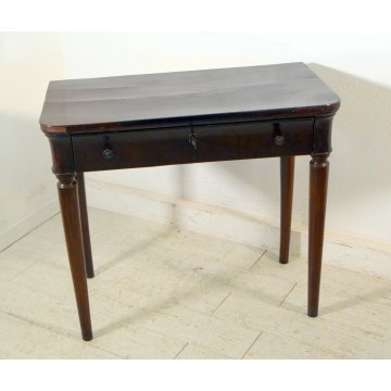 ANTICO SCRITTOIO TAVOLO SCRIVANIA CARLO X CAPPUCCINO NOCE 1840 IMPERO CONSOLLE 