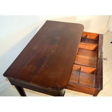 ANTICO SCRITTOIO TAVOLO SCRIVANIA CARLO X CAPPUCCINO NOCE 1840 IMPERO CONSOLLE 