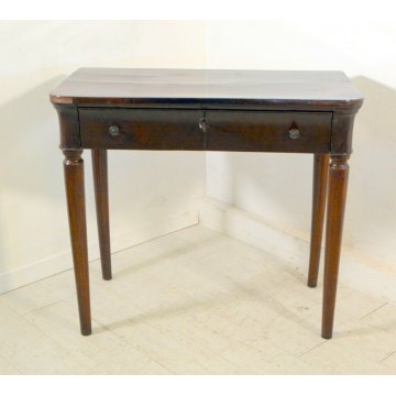 ANTICO SCRITTOIO TAVOLO SCRIVANIA CARLO X CAPPUCCINO NOCE 1840 IMPERO CONSOLLE 