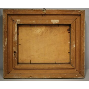 COPPIA ANTICO QUADRO PAESAGGIO SCENA CAMPAGNA CONTADINE CORNICE ORNATA DORATA 