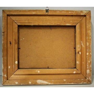 COPPIA ANTICO QUADRO PAESAGGIO SCENA CAMPAGNA CONTADINE CORNICE ORNATA DORATA 