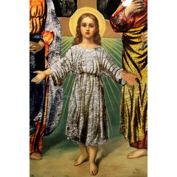 ANTICO QUADRO VETROFANIA SACRA FAMIGLIA RELIGIOSO S. MARIA GESU' S. GIUSEPPE 900