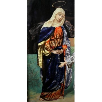 ANTICO QUADRO VETROFANIA SACRA FAMIGLIA RELIGIOSO S. MARIA GESU' S. GIUSEPPE 900