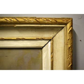 GRANDE QUADRO OLIO E. Magrotti PAESAGGIO ALPINO BORGO BAITE MONTAGNA Macugnaga