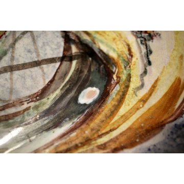 GRANDE PIATTO PARATA Aretini Zulimo CERAMICA CENTROTAVOLA SCENA BATTAGLIA NAVI