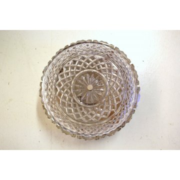 LAMPADARIO PLAFONIERA CEILING LAMP TONDO ø 28,5 VETRO MOLATO EPOCA 1940/50  
