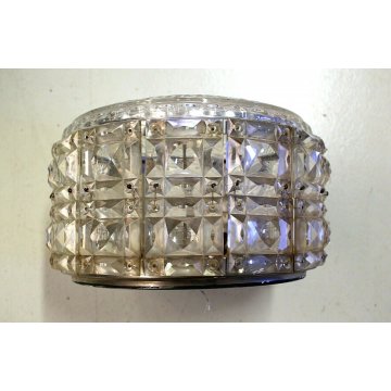 LAMPADARIO PLAFONIERA CEILING LAMP TONDO ø 28,5 VETRO MOLATO EPOCA 1940/50  