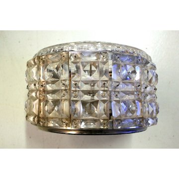 LAMPADARIO PLAFONIERA CEILING LAMP TONDO ø 28,5 VETRO MOLATO EPOCA 1940/50  