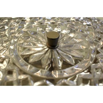 LAMPADARIO PLAFONIERA CEILING LAMP TONDO ø 28,5 VETRO MOLATO EPOCA 1940/50  