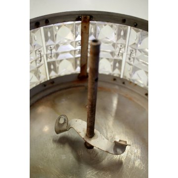 LAMPADARIO PLAFONIERA CEILING LAMP TONDO ø 28,5 VETRO MOLATO EPOCA 1940/50  