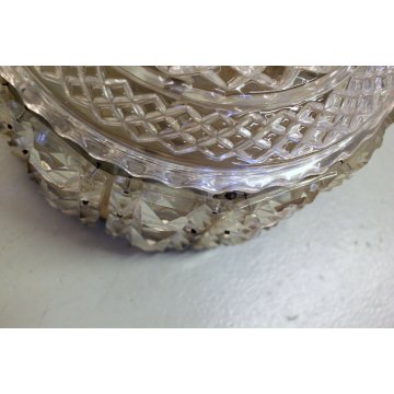 LAMPADARIO PLAFONIERA CEILING LAMP TONDO ø 28,5 VETRO MOLATO EPOCA 1940/50  