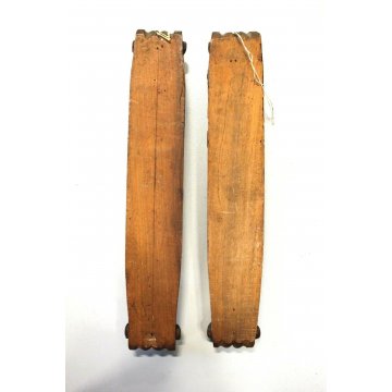 COPPIA  ANTICO FREGIO PUTTO LEGNO NOCE CHIARO DECORATO SCOLPITO INTAGLIATO '900