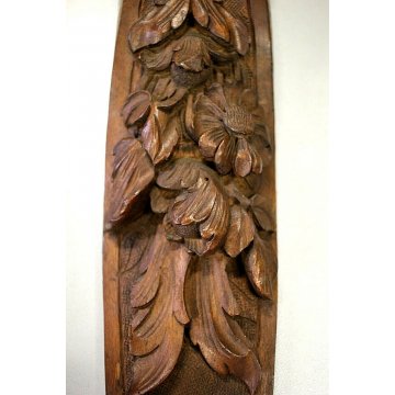 COPPIA  ANTICO FREGIO PUTTO LEGNO NOCE CHIARO DECORATO SCOLPITO INTAGLIATO '900