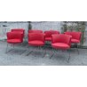 SET 7 SEDIA DESIGN DA PRANZO STOFFA ACCIAIO ROSSE CHAIR VINTAGE ANNI 80 