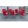 SET 7 SEDIA DESIGN DA PRANZO STOFFA ACCIAIO ROSSE CHAIR VINTAGE ANNI 80 