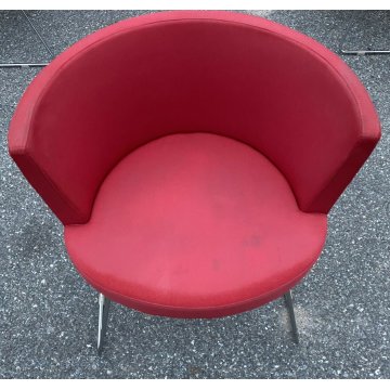 SET 7 SEDIA DESIGN DA PRANZO STOFFA ACCIAIO ROSSE CHAIR VINTAGE ANNI 80 