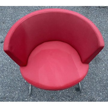 SET 7 SEDIA DESIGN DA PRANZO STOFFA ACCIAIO ROSSE CHAIR VINTAGE ANNI 80 