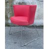 SET 7 SEDIA DESIGN DA PRANZO STOFFA ACCIAIO ROSSE CHAIR VINTAGE ANNI 80 