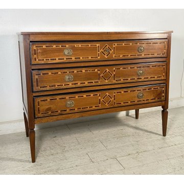 ANTICO COMÒ CANTERANO VENETO INTARSIATO LEGNO NOCE 3 CASSETTI 1700 CASSETTONE 