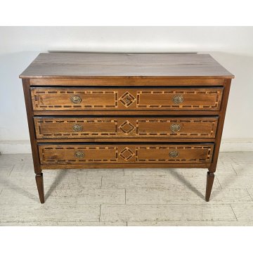 ANTICO COMÒ CANTERANO VENETO INTARSIATO LEGNO NOCE 3 CASSETTI 1700 CASSETTONE 