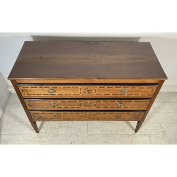 ANTICO COMÒ CANTERANO VENETO INTARSIATO LEGNO NOCE 3 CASSETTI 1700 CASSETTONE 