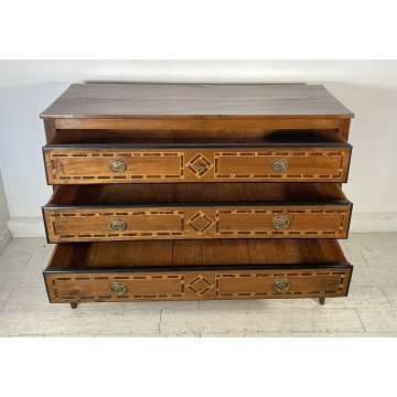 ANTICO COMÒ CANTERANO VENETO INTARSIATO LEGNO NOCE 3 CASSETTI 1700 CASSETTONE 
