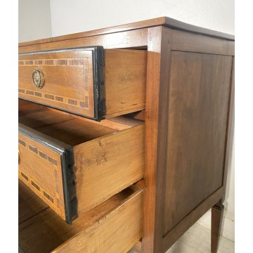 ANTICO COMÒ CANTERANO VENETO INTARSIATO LEGNO NOCE 3 CASSETTI 1700 CASSETTONE 