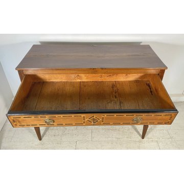 ANTICO COMÒ CANTERANO VENETO INTARSIATO LEGNO NOCE 3 CASSETTI 1700 CASSETTONE 