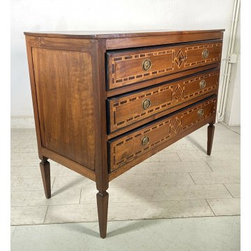 ANTICO COMÒ CANTERANO VENETO INTARSIATO LEGNO NOCE 3 CASSETTI 1700 CASSETTONE 